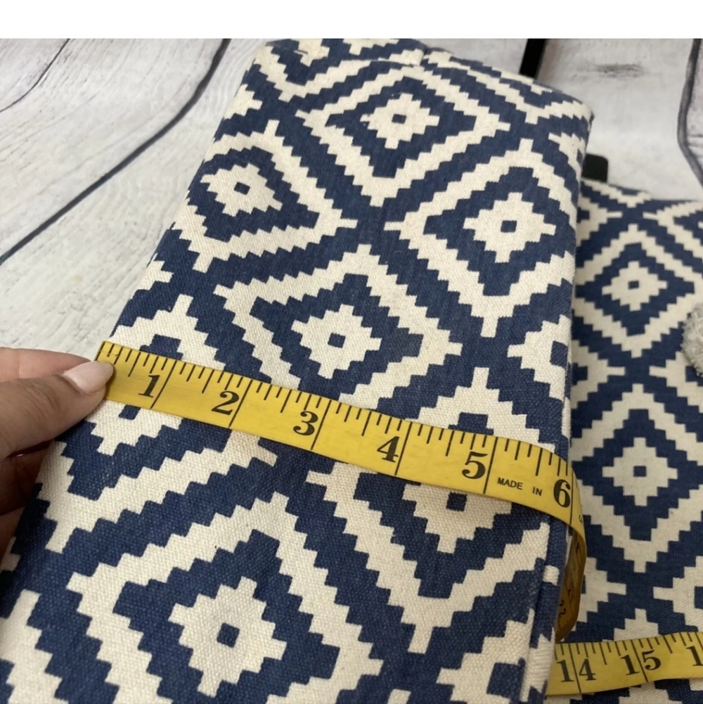 Summer and Rose Brittney Geometric Tote Beach Bag Navy Blue Cream Medium - Picture 14 of 14